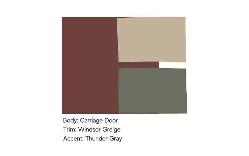 Carriage Door SW 7594 paint swatch shown as an exterior accent color